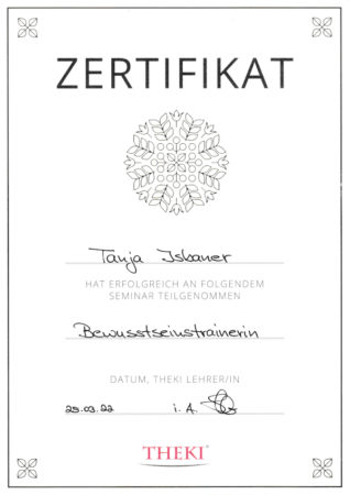 Zertifikat Bewusstseinstrainerin