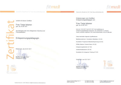 Zertifikat Entspannungspädagogin