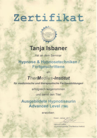 Zertifikat Hypnose & Hypnosetechniken / Fortgeschrittene