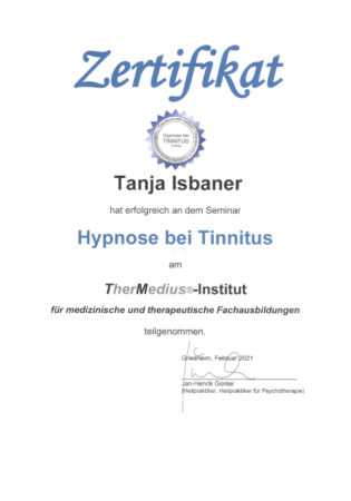 Zertifikat Hypnose bei Tinnitus