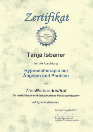 Zertifikat Hypnosetherapie bei Ängsten und Phobien