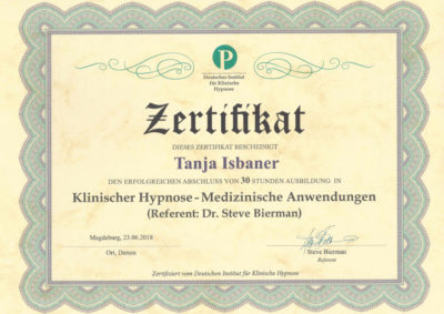Zertifikat Klinische Hypnose - Medizinische Anwendungen