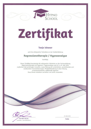 Zertifikat Regressionstherapie / Hypnoanalyse