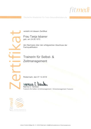 Zertifikat Trainerin für Selbst- & Zeitmanagement